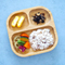 Square Bamboo Portion Plate Wooden Baby Plates with Suction