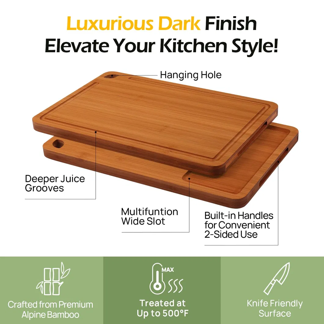 Hot Selling Deep Carbonized Bamboo Cutting Board Set of 3