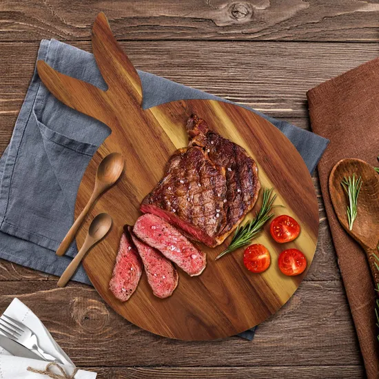 Premium Acacia Wood Charcuterie Board with Elegant Carvings