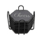 Custom Engraved Round Shaped Black Slate Coasters with Metal Holder