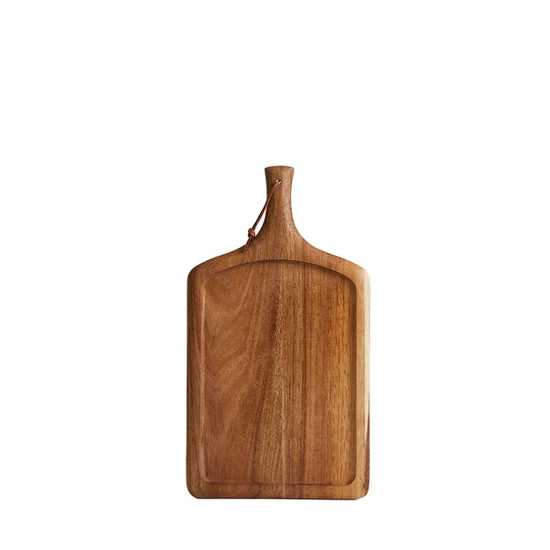 Natural Paddle Shape Acacia Wood Board Serving Tray with Handle