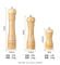 Manual Rubber Wood Pepper Mill Pepper Grinder Set of 3 for Kitchen