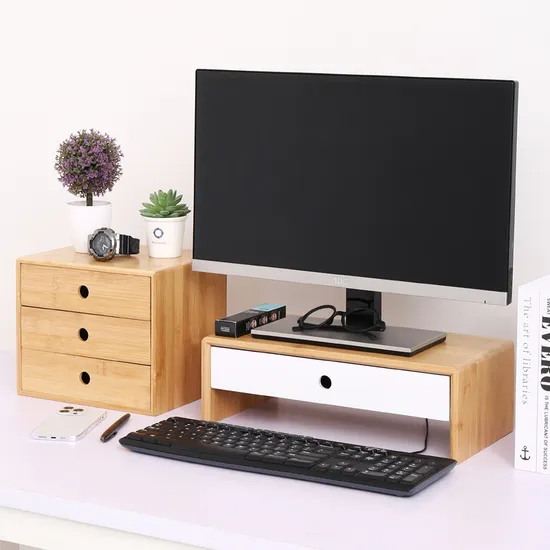 1/2 /3 Tier Small Bamboo Desk Box Desk Organizer with Drawers for Storage Pens, Thumbtacks and Office Supplies