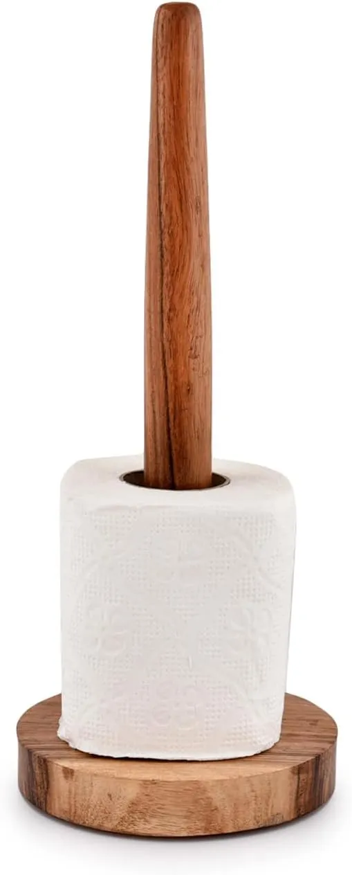 Acacia Wood Paper Towel Holder Rolls Paper Holder for Kitchen, Toilet, Pantry and Bathroom