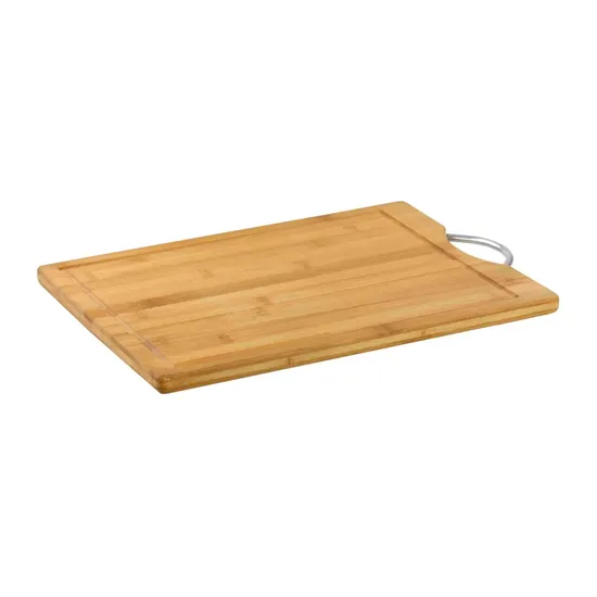 Premium Bamboo Cutting Board with Durable Stainless Steel Handle