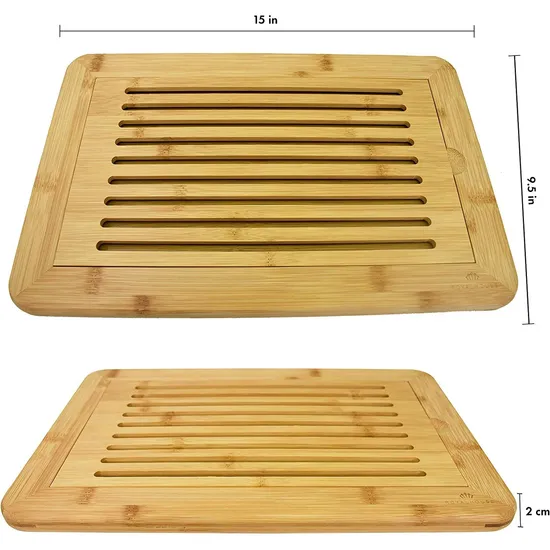 Premium Large Bamboo Bread Cutting Board with Integrated Crumb Tray