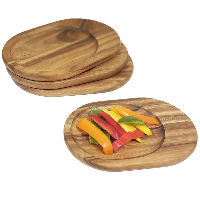 Artisanal Acacia Wood Dinner Plate Set for Modern Table Settings