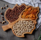 Leaf Shape Divided Acacia Wood Portion Serving Plate for Dried Fruits / Snack