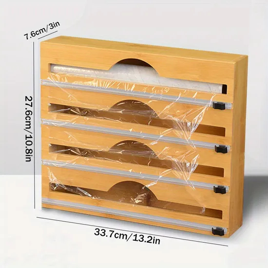 Bamboo & Wood Food Wrap Cutter and Storage Box