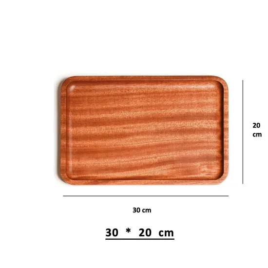 Household Tableware Rectangular Ebony Wooden Serving Tray Set for Tea / Steak