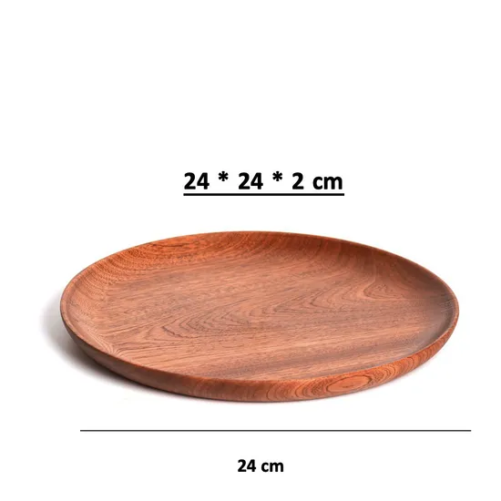 Round Wooden Dinner Plates Set for Discs, Dried Fruit, Dessert, Snack