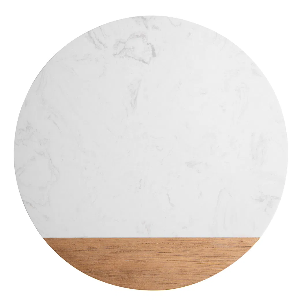 10 - Inch Round Wood and Marble Charcuterie Serving and Cutting Board