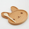 Natural Rabbit Shape Beech Wood Dinner Plate Snack Plate for Children