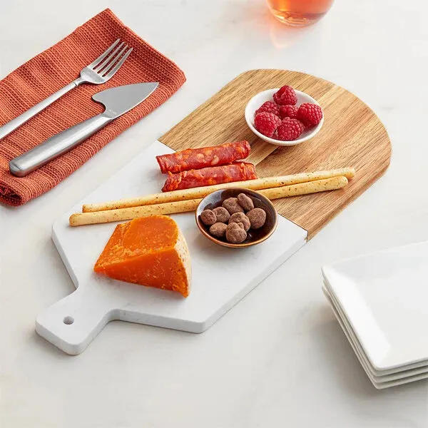 Black Marble and Acacia Wooden Cheese Board Charcuterie Board for Kitchen