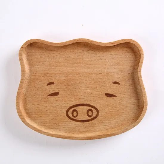 Luxury Bear Shape Beech Wood Snack Serving Plate for Kids