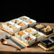 Bamboo Serving Tray with 6 -Compartments Ceramic Serve Bowl Dishes