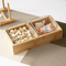 Divided Bamboo Wood Snack Tray with Transparent Glass Fruit Platter Tray