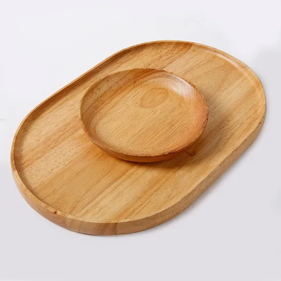 Manufacture Oval and Round Shape Beech Wood Food Tray / Plate for Home