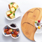 Heart-Shaped Ceramic Serving Bowls and Plates with Rotating Bamboo Serving Platter
