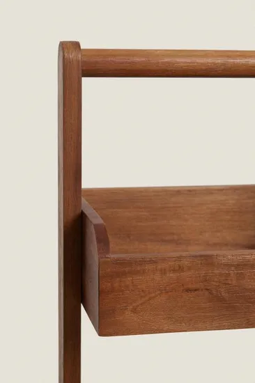Versatile 4-Tier Floor Standing Acacia Wood Storage Rack for Bathroom and Living Room