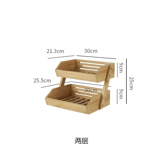 Large 3 - Tier Bamboo Kitchen Fruit Basket Organizer Storage Rack