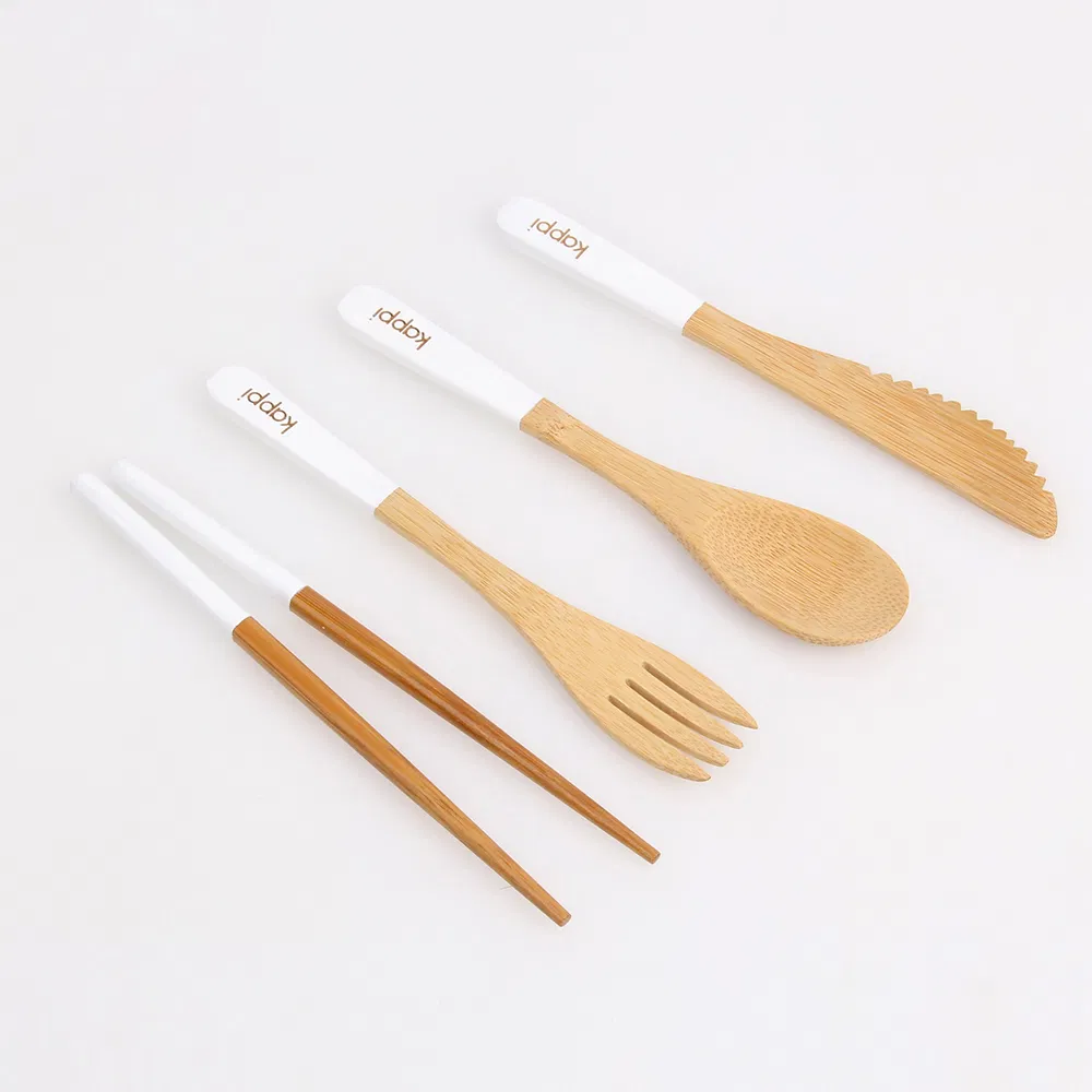 Red Color Bamboo Flatware Cutlery Set to Go