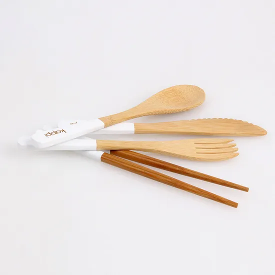 Red Color Bamboo Flatware Cutlery Set to Go