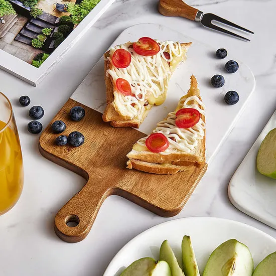 Paddle Shape Acacia Marble Cutting Board Cheese Board Pizza Board for Home Use