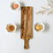 Long Acacia Wood Serving Platter with 3 Sauce Snack Dish