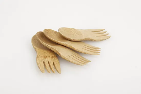 Natural Reusable Mini Bamboo Stubby Spork Set for Camping
