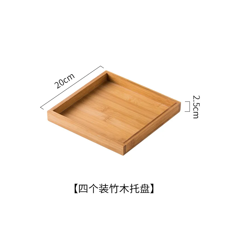 11.5 Inch 6 Compartment Ceramic Divided Serving Dish with Bamboo Serving Tray for Snacks, Candy, Appetizer