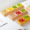 11.5 Inch 6 Compartment Ceramic Divided Serving Dish with Bamboo Serving Tray for Snacks, Candy, Appetizer