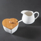 3 - Piece White Ceramic Sugar and Creamer Coffee Serving Set with Lid and Bamboo Serving Tray