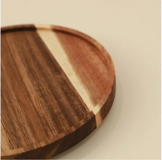 Turntable Acacia Wood Serving Plate Set Lazy Susan for Food