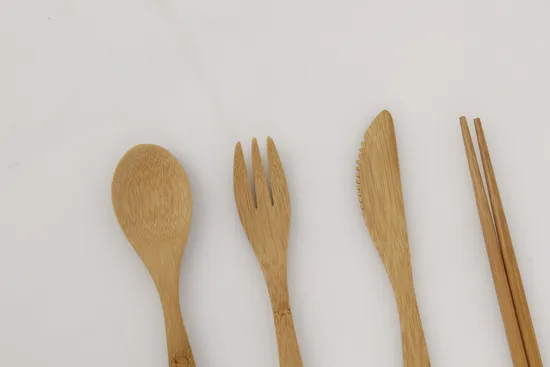 Hot Selling Custom Engraved Bamboo Cutlery Set for Outdoor