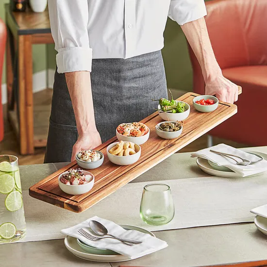 Long Paddle Shape Wood Serving Board Charcuterie Board for Events