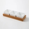 3 Divided Rectangle Bamboo Serving Tray with Ceramic Dishes for Snack /Sauce