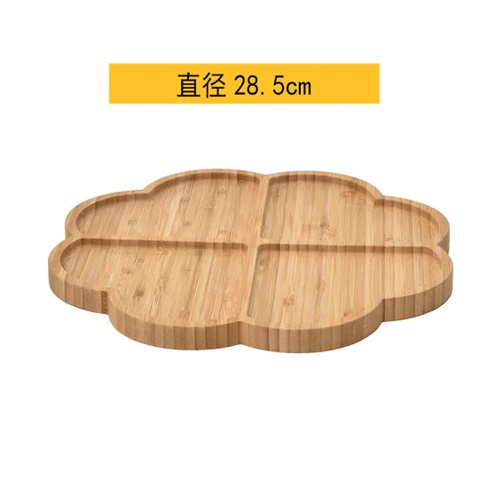 4 Divided Bamboo Dinner Plate for Snack Characuterie