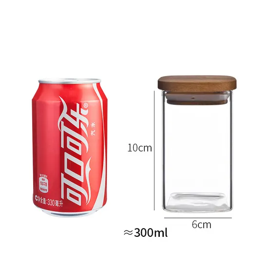 Manufacture Glass Storage Containers Clear Glass Food Canister with Airtight Bamboo Lid