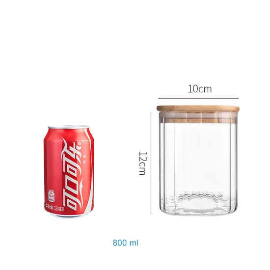 Glass Jar with Bamboo Lid for Coffee Bean Candy Cookie Noodles Nuts Spices