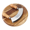 Round Wooden Cutting Board with Double-Blade Stainless Steel Mezzaluna Herb Chopper