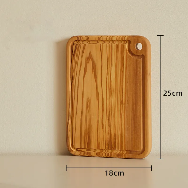 Reversible Rectangle Olive Wood Cutting Board with Deep Juice Groove