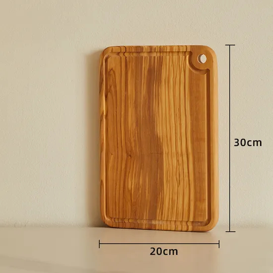 Reversible Rectangle Olive Wood Cutting Board with Deep Juice Groove