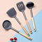 Food Grade Heat Resistant Silicone Kitchen Utensils Frying Cooking Shovel with Wooden Handle