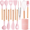 Wholesale Custom Silicone Kitchen Utensils with Wooden Handle for Cooking