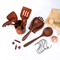 Hot Selling Teak Wood Kitchen Utensil Set Cooking Tools with Spoon Rest and Holder