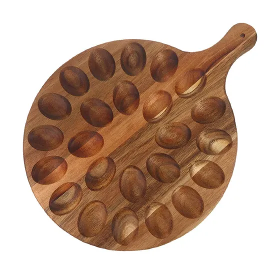 Paddle Shape Large Wooden Egg Tray Egg Crate Holder Egg Organizer Egg Holder with Handle