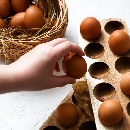 Rustic Farmhouse Stackable Wooden Egg Holder for 12 Fresh Eggs