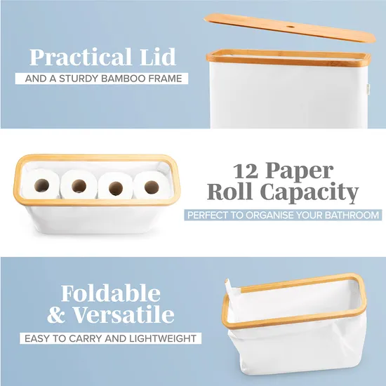 White Color Bathroom Toilet Paper Storage Basket