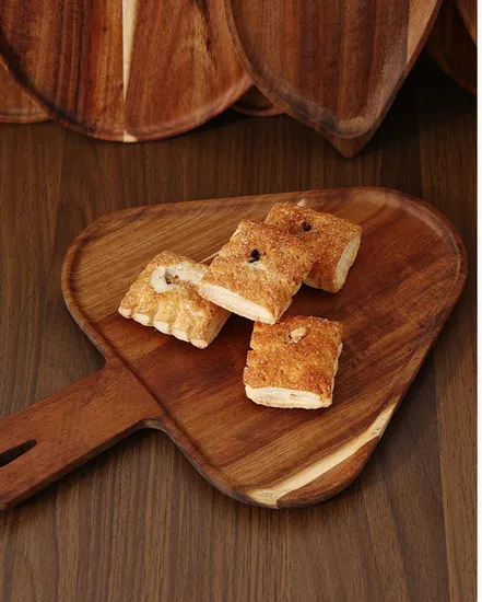 Handmade Mush-Room Shaped Acacia Wood Serving Plate with Unique Carvings